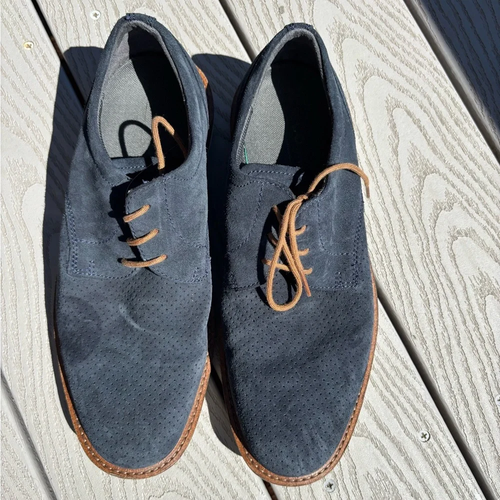 Ecco Men's Jeremy Perforated Tie Derby Oxford Navy Blue Sneakers US Size 7 - 7.5